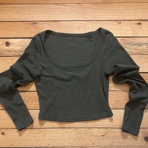 Olive Long Sleeve Crop Top